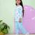 Blue cotton printed night suit for girls