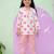 Pink cotton polka dot night suit for girls
