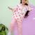 Pink cotton polka dot night suit for girls