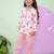 Pink cotton polka dot night suit for girls