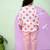 Pink cotton polka dot night suit for girls