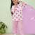 Pink cotton polka dot night suit for girls
