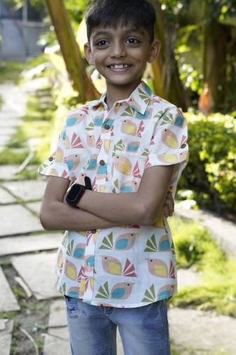Multicolor cotton flower shirt shirt for boys