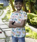 Multicolor cotton flower shirt shirt for boys