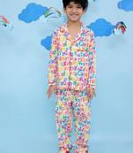 Multicolor cotton printed night suit for boys