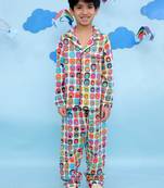 Multicolor cotton printed night suit for boys