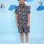 Black cotton printed coordset for boys