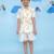 White cotton printed coordset for boys