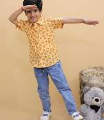Orange cotton printed shirts for boys