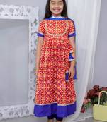 Red cotton printed ethnic girls for girls