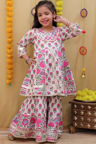 Multicolor cotton printed ethnic girls for girls