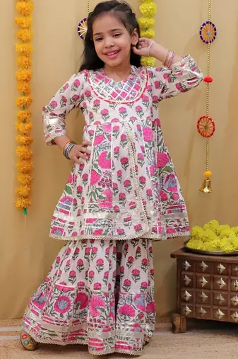 Multicolor cotton printed ethnic girls for girls
