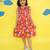 Red cotton printed frocks for girls