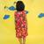 Red cotton printed frocks for girls