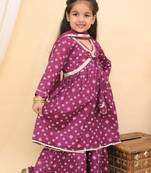 Purple cotton printed ethnic girls for girls