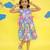 Blue cotton printed frocks for girls