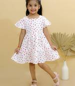 White cotton printed frocks for girls