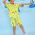 Yellow cotton printed coordset for boys