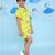 Yellow cotton printed coordset for boys