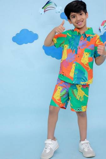 Multicolor cotton printed coordset for boys