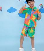 Multicolor cotton printed coordset for boys