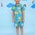Blue cotton printed coordset for boys