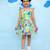 Green cotton printed frocks for girls