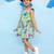 Green cotton printed frocks for girls