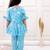 Blue cotton printed festive wear-kurta pajama for girls