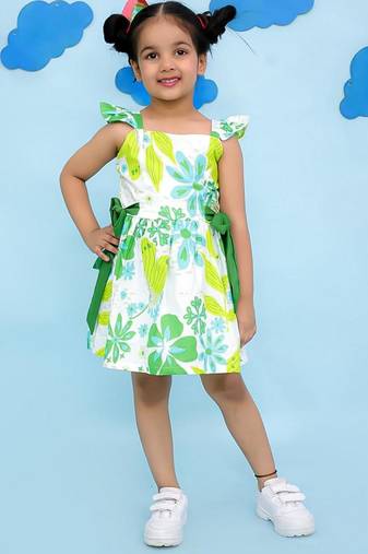 White cotton printed frocks for girls
