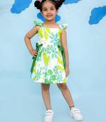 White cotton printed frocks for girls