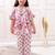 White cotton printed festive wear-kurta pajama for girls