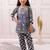 Blue cotton printed festive wear-kurta pajama for girls