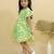 Green cotton printed frocks for girls