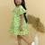 Green cotton printed frocks for girls