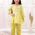 Yellow cotton printed festive wear-kurta pajama for girls