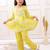 Yellow cotton printed festive wear-kurta pajama for girls