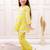 Yellow cotton printed festive wear-kurta pajama for girls