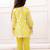 Yellow cotton printed festive wear-kurta pajama for girls
