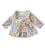 Blue cotton multicolored paisley and floral patterns frocks for girls