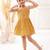 Yellow cotton printed frocks for girls