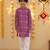 Purple cotton polka dot kurta pajama for boys