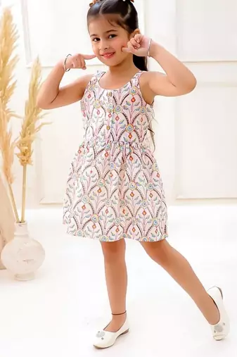 Multicolor cotton multicolor floral pattern frocks for girls