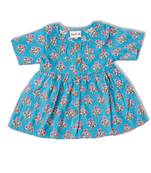 Blue cotton printed frocks for girls