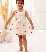 White cotton printed frocks for girls