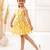 Yellow cotton printed frocks for girls