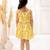 Yellow cotton printed frocks for girls