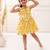 Yellow cotton printed frocks for girls