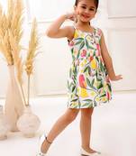 White cotton printed frocks for girls