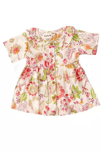 White cotton printed frocks for girls